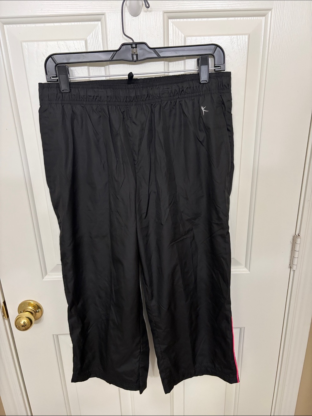 Danskin Now Black Capri Length Track Pants with Pink Side Stripe
